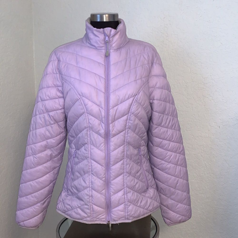 Tek Gear Women Puffer Light Purple Full Zip Pockets Lightweight Jacket Size M